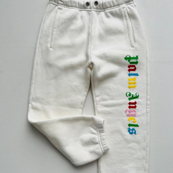 Palm Angels Girls Over Logo Sweatpants White - Picture 1 of 4